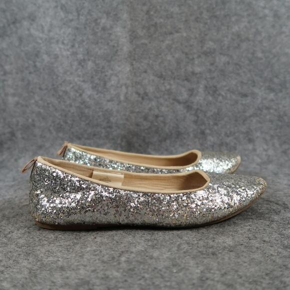 Old Navy Shoes Kids 13 Ballet Flats Slip On Glitter Girls Youth Metallic Gray - Picture 1 of 12